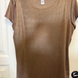 Chico's Shimmering Bronze Short Sleeve Top